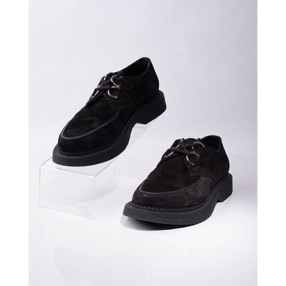 Yves Saint Laurent YSL Women Teddy Suede Creepers Lace Up Shoes Black EU 39 US 9 - Picture 4 of 9